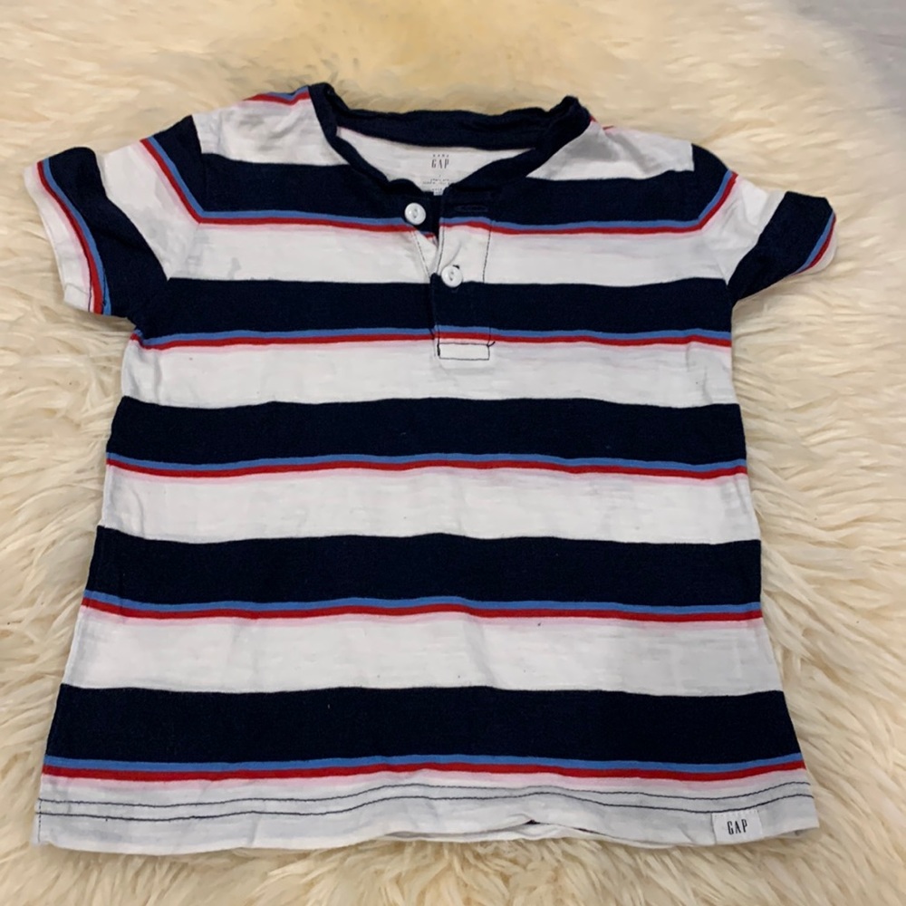 Baby GAP 2 Button Striped Shirt in Blue/White Size 2T